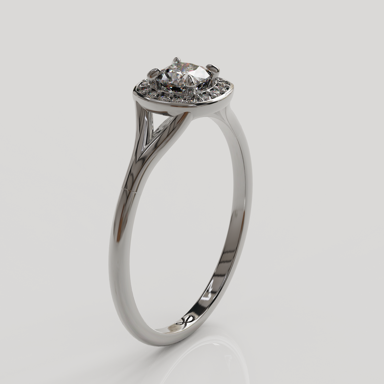 Anillo Halo Majestic oro blanco 18K