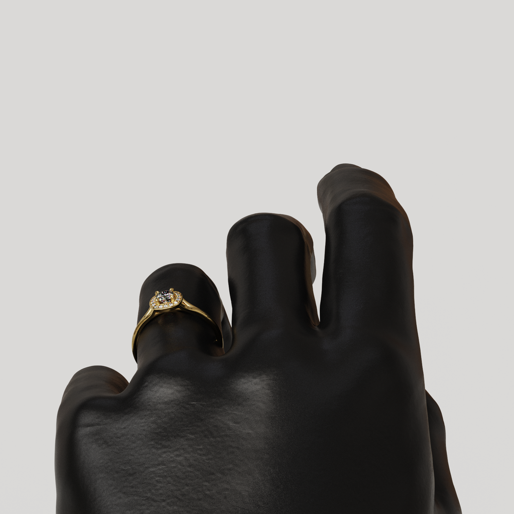 Anillo Halo Majestic oro amarillo 18K