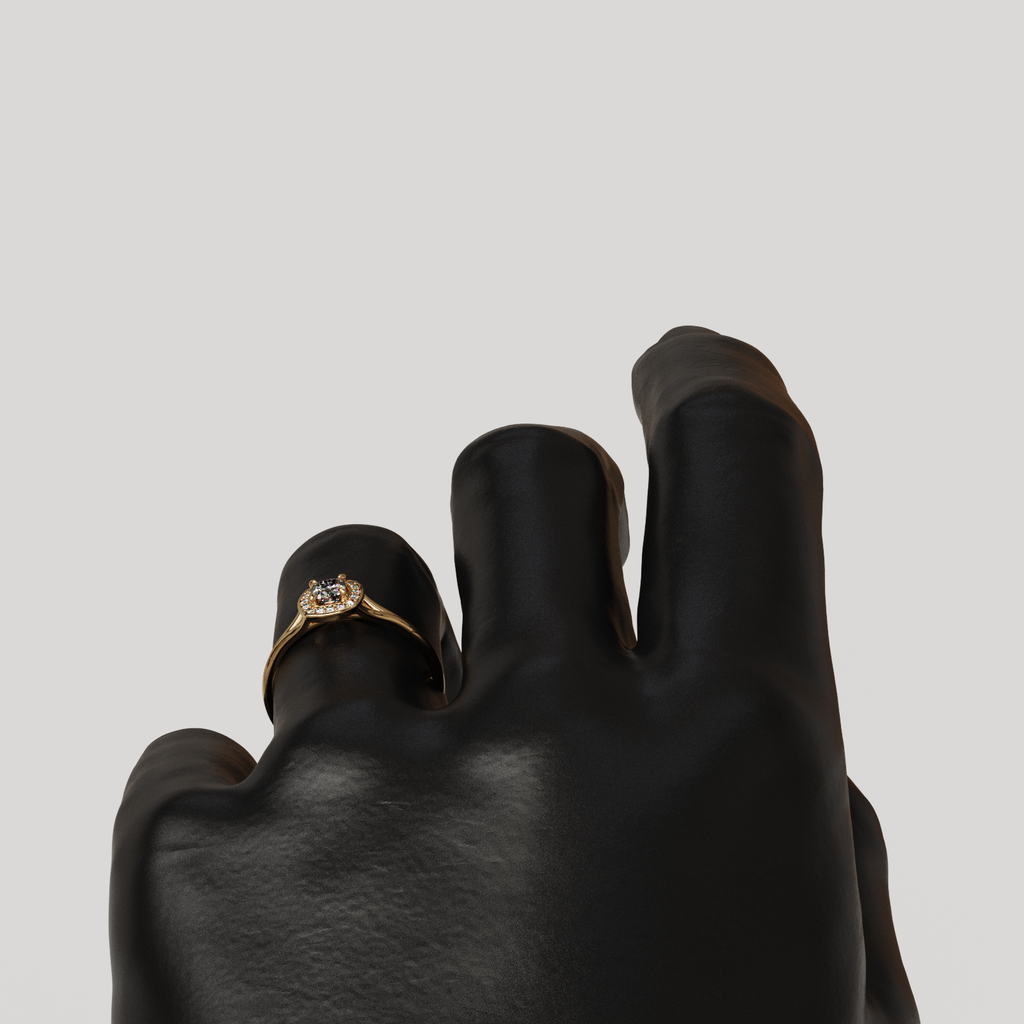 Anillo Halo Majestic oro rosado 18K