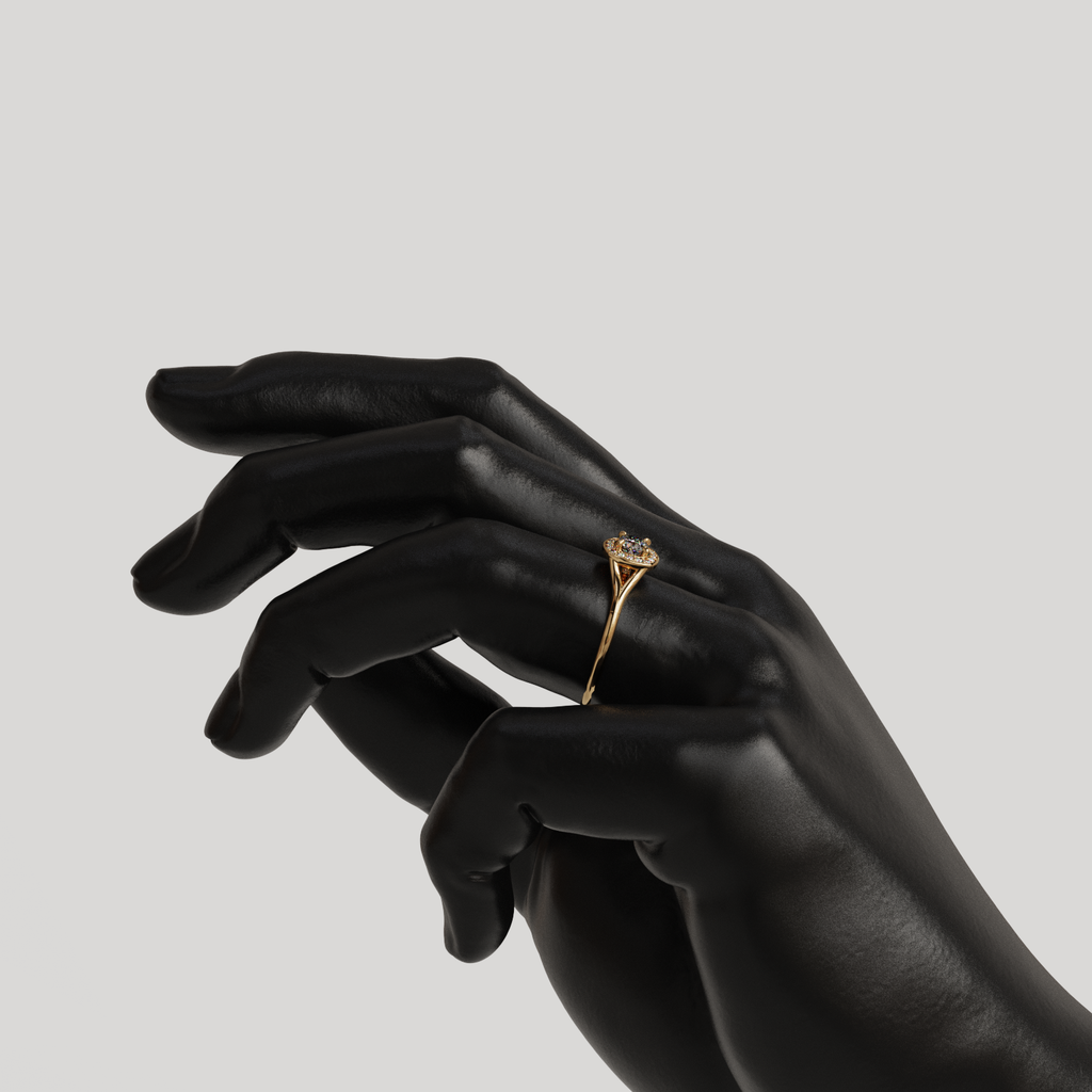 Anillo Halo Majestic oro rosado 18K