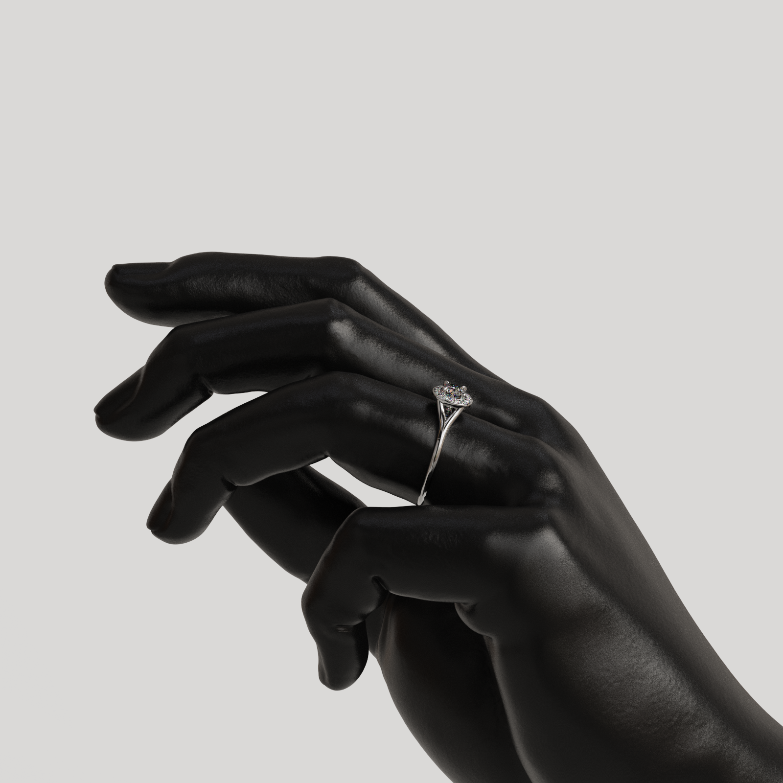 Anillo Halo Majestic oro blanco 18K