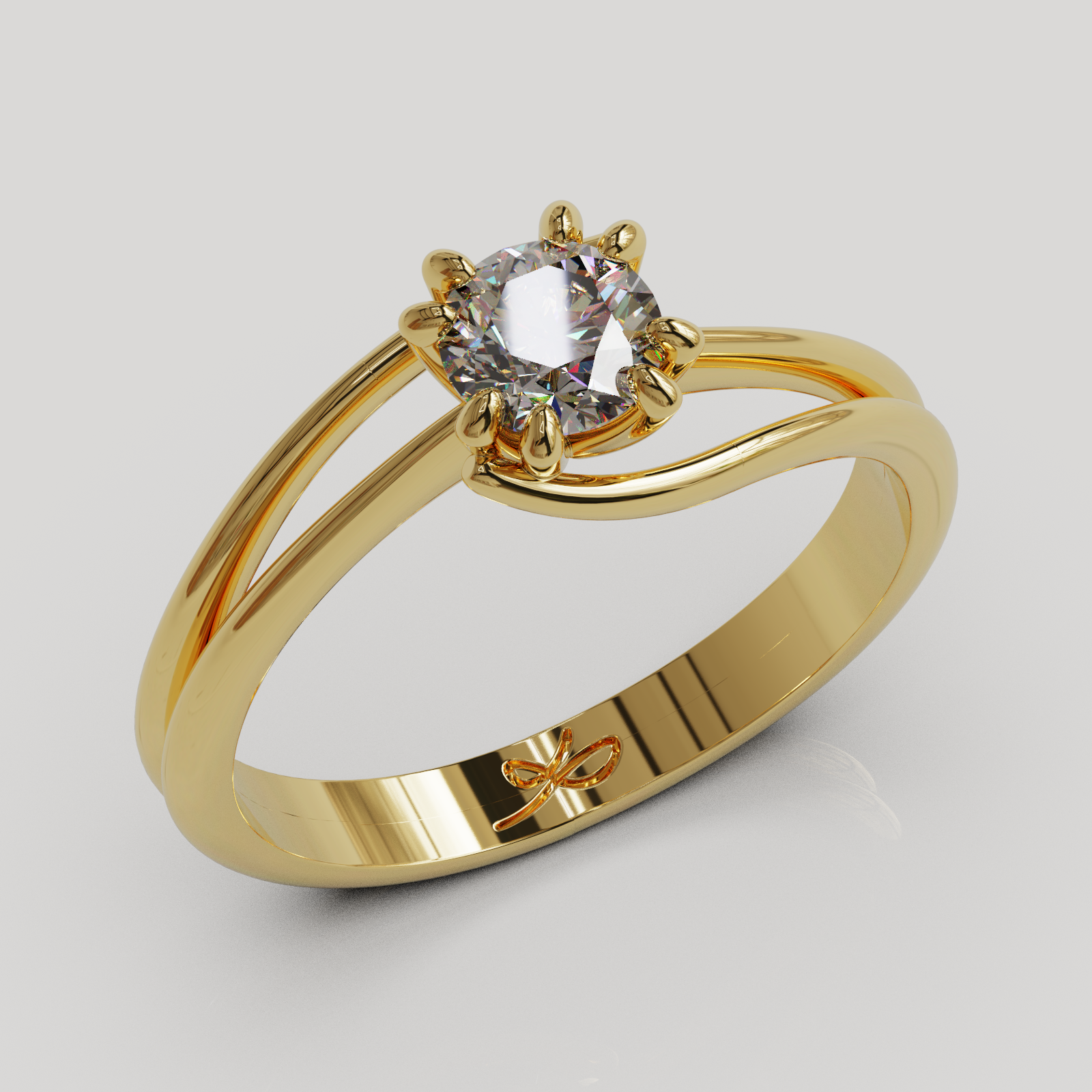 PERSONALIZABLE Anillo Solitario Rosa