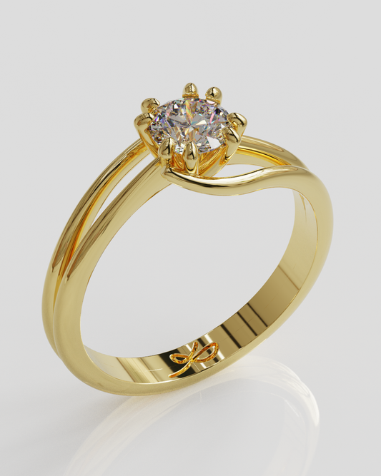 Anillo Solitario Rosa oro amarillo 18K 15%OFF