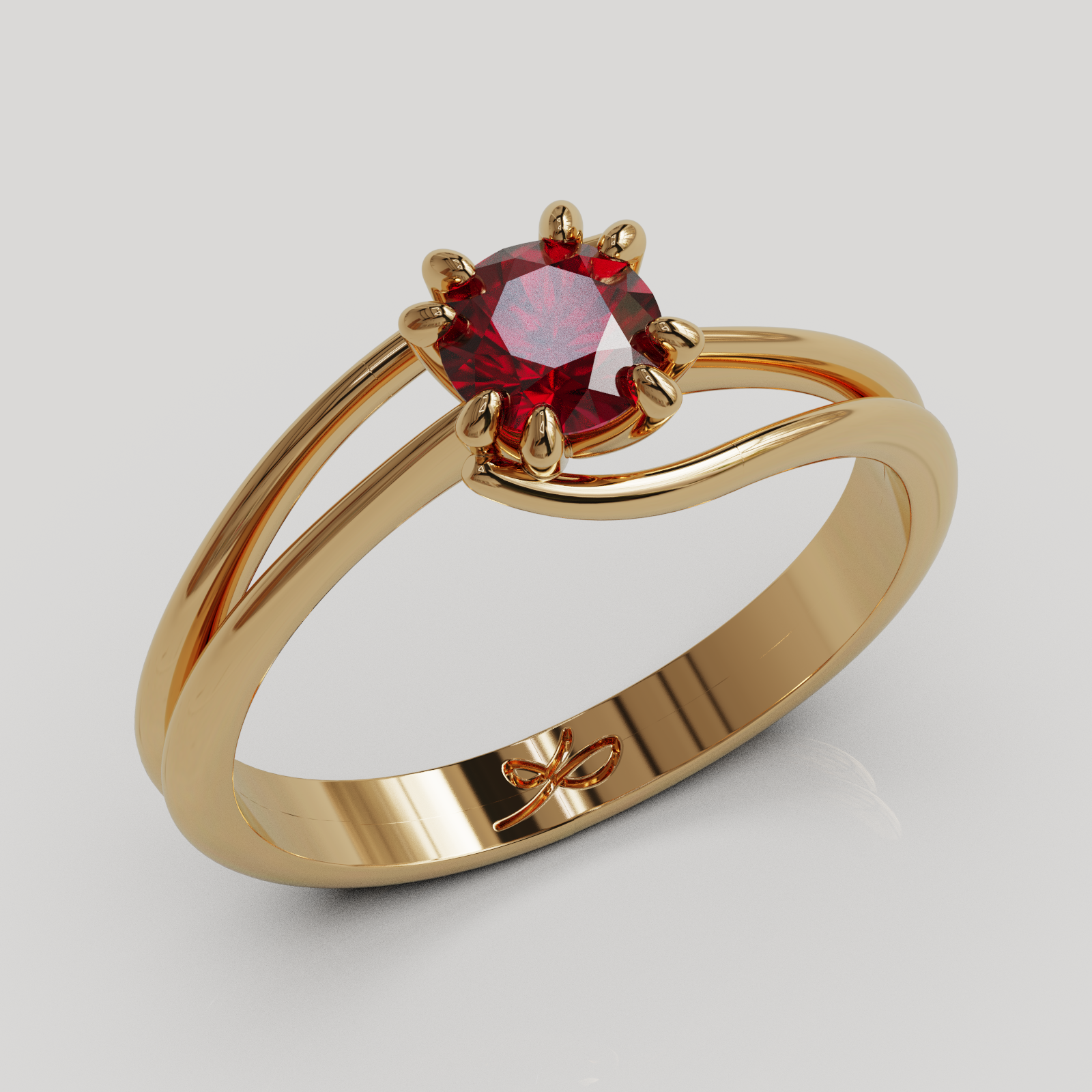 PERSONALIZABLE Anillo Solitario Rosa