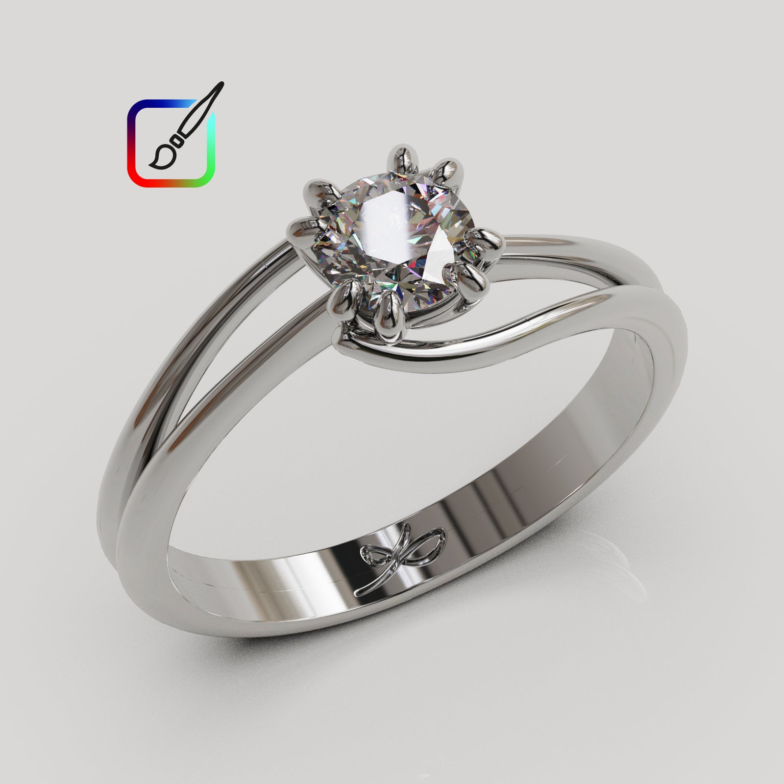 PERSONALIZABLE Anillo Solitario Rosa