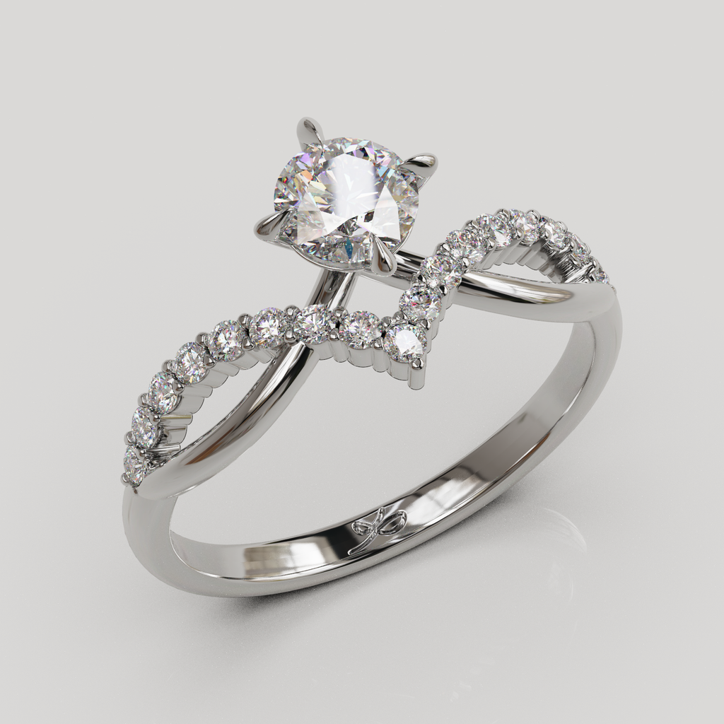 Anillo de Compromiso Estelar con Cuerpo Entrelazado y Diamantes