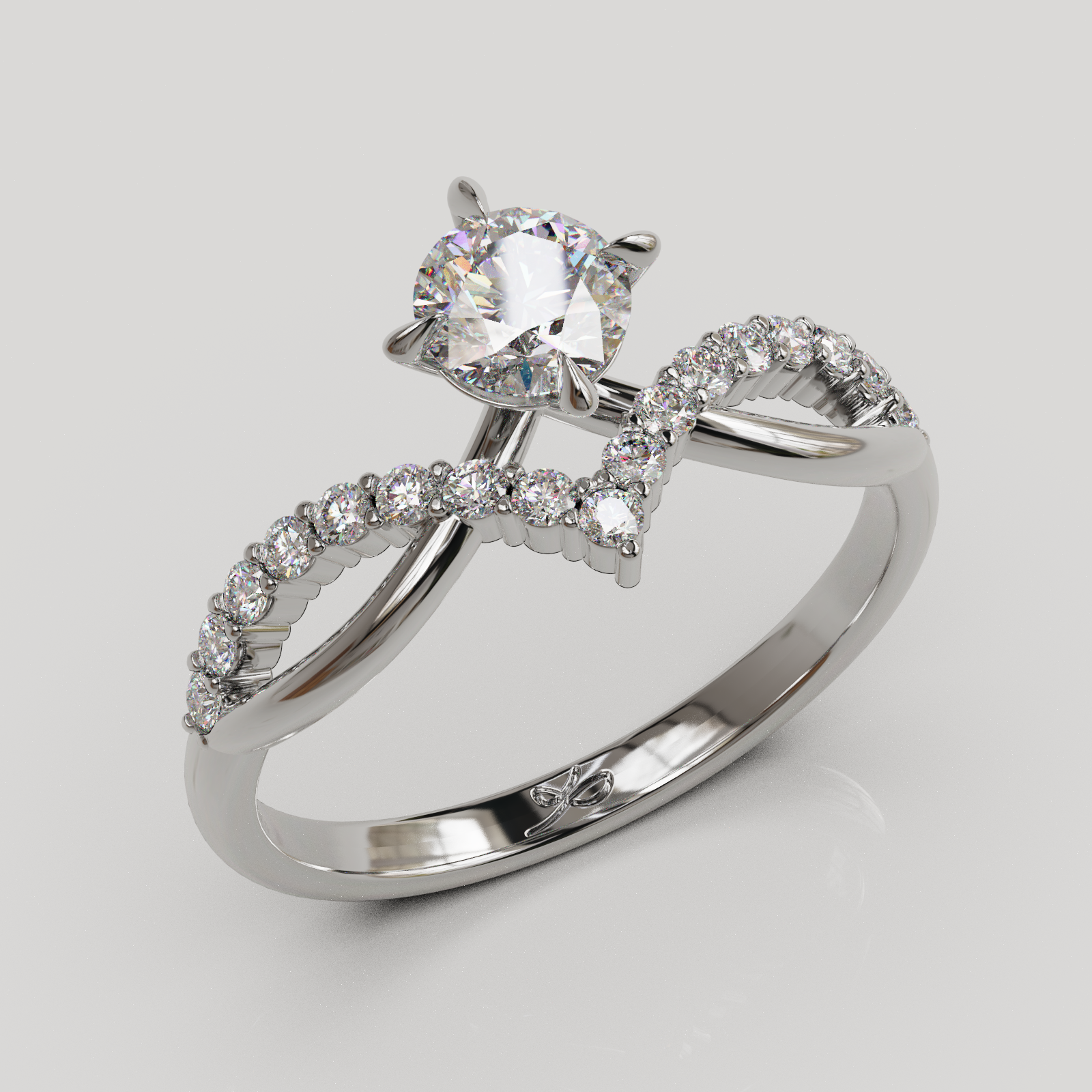 Anillo de Compromiso Estelar con Cuerpo Entrelazado y Diamantes