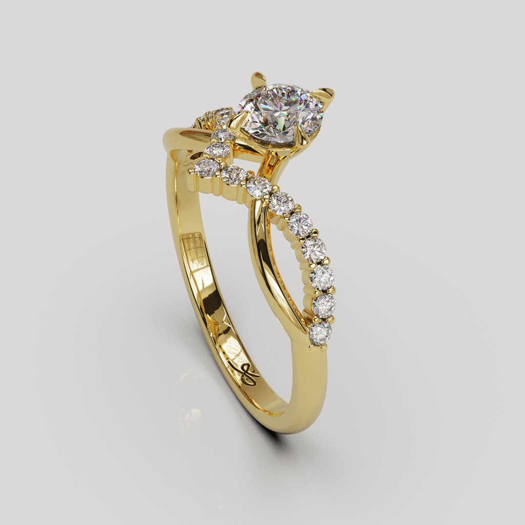 Anillo de Compromiso Estelar con Cuerpo Entrelazado y Diamantes