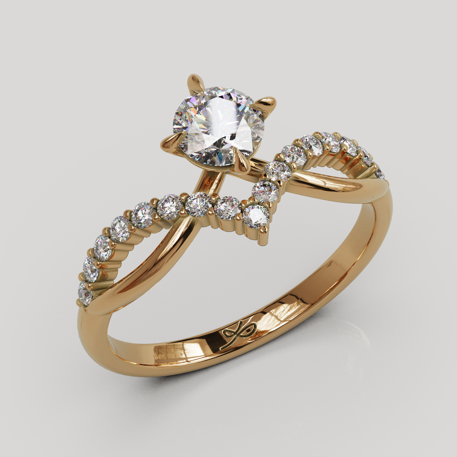 Anillo de Compromiso Estelar con Cuerpo Entrelazado y Diamantes