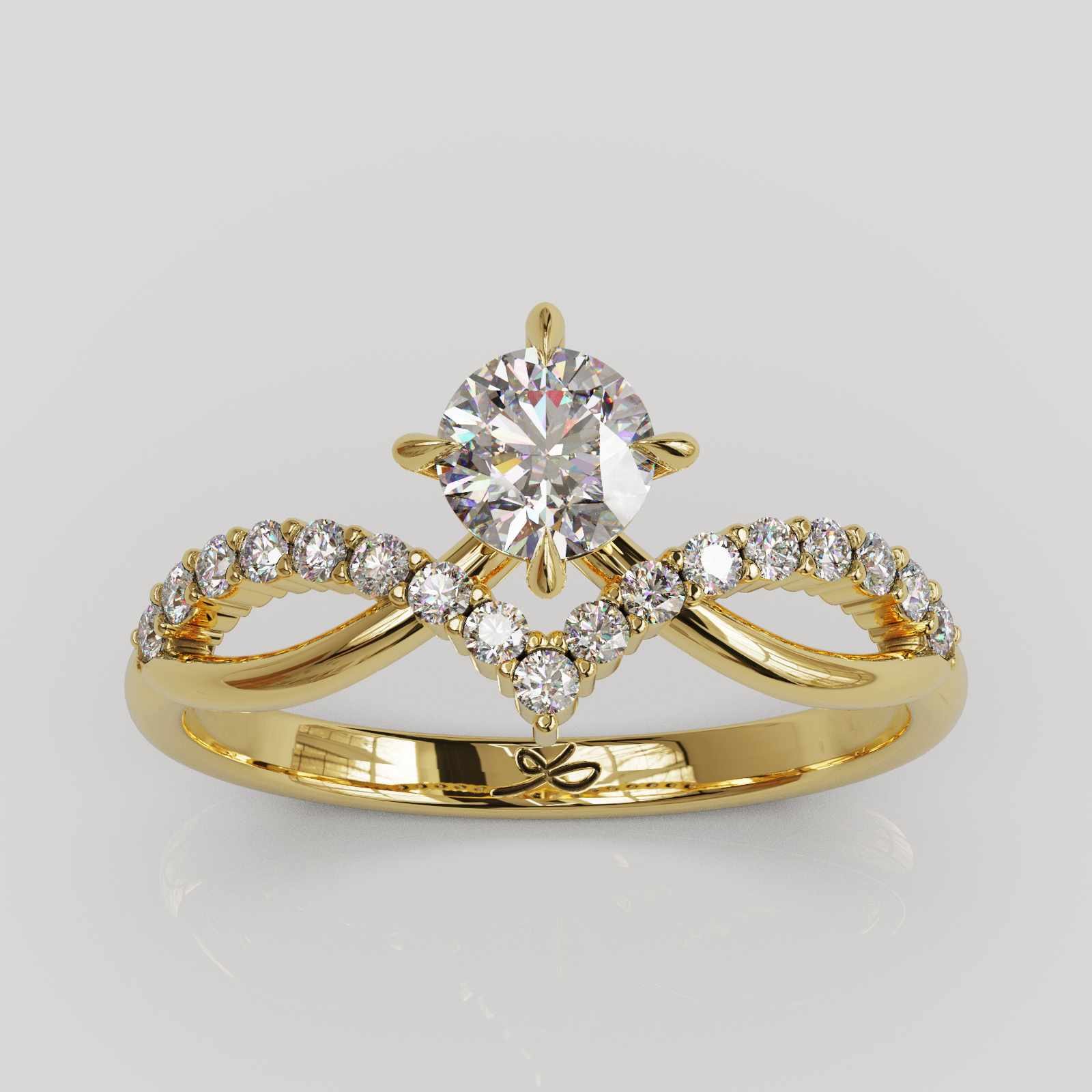 Anillo de Compromiso Estelar con Cuerpo Entrelazado y Diamantes