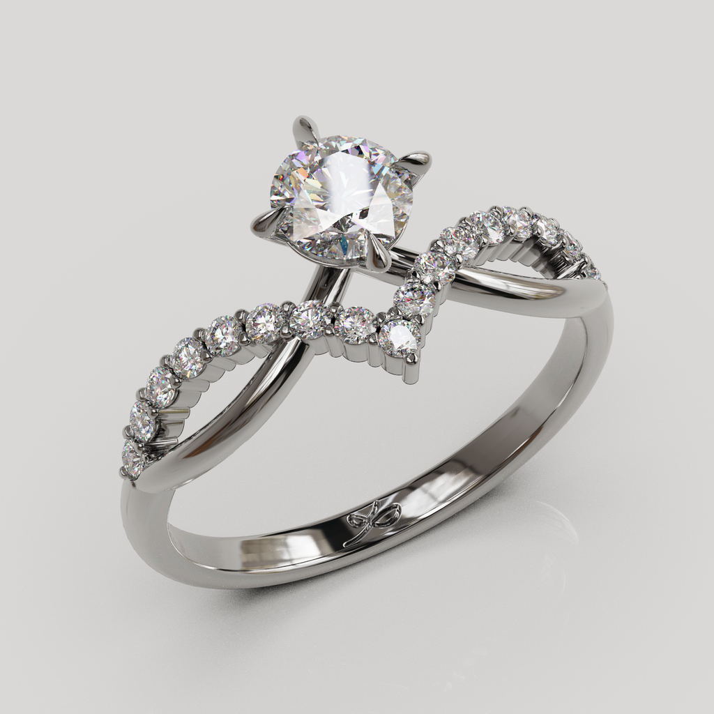 Anillo de Compromiso Estelar con Cuerpo Entrelazado y Diamantes